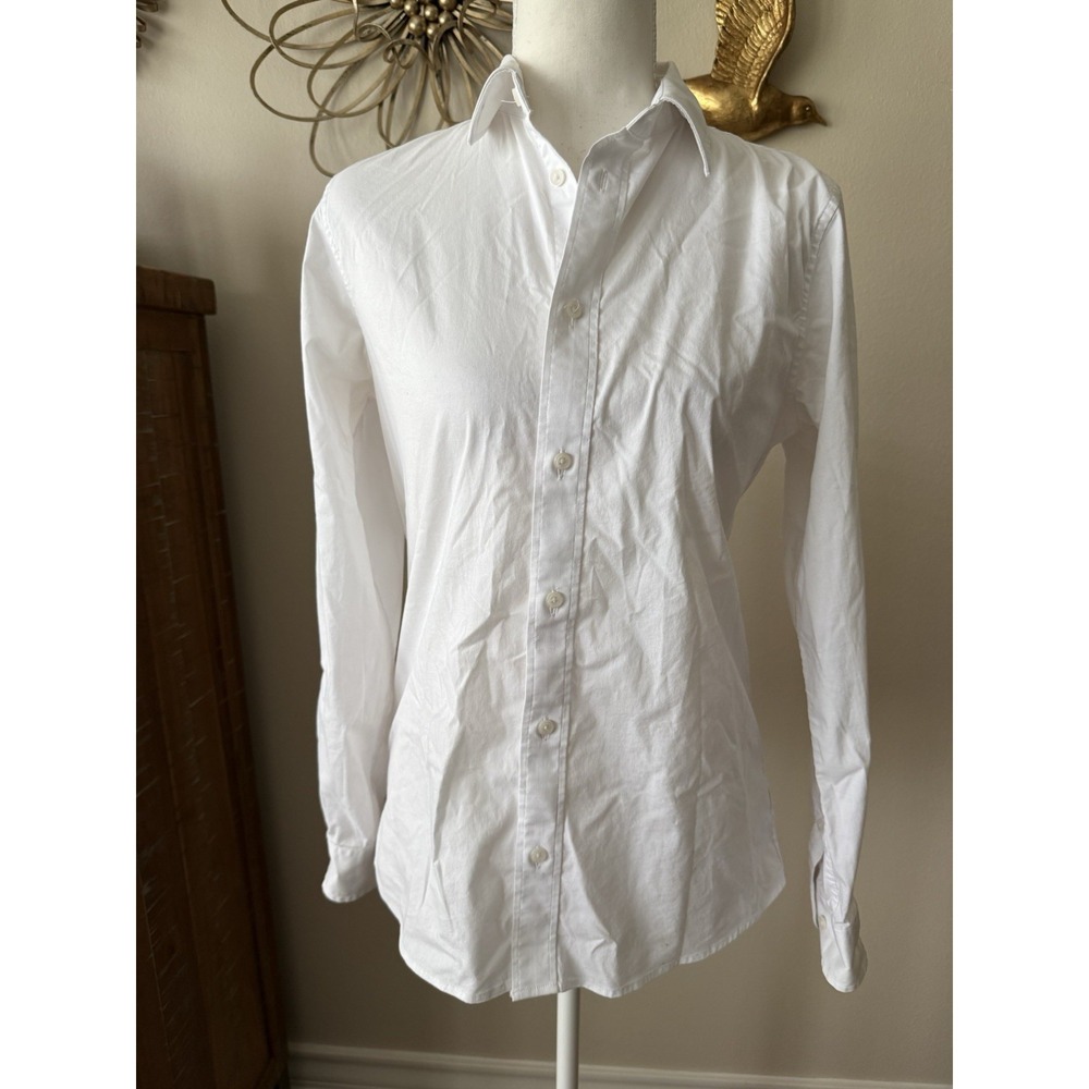 Nordstrom Womens 16 White Stretch Cotton Button Down Shirt Long Sleeve Career